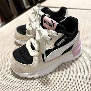 Puma White and Pink Toddler Sneakers